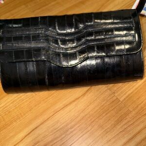 Rare Mike El Black Eel Skin Handbag - Made in Korea - Excellent Vintage